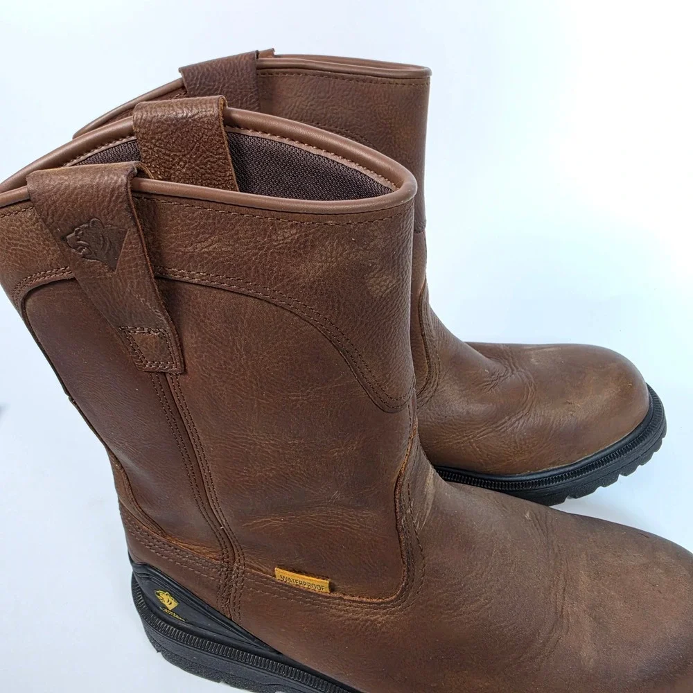 Herman Survivors Bison Mens 9 Brown Waterproof Steel Toe Pull On Work Boots